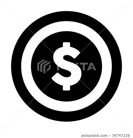 Dollar icon vector currency symbol sign for for business and finance in a flat color glyph pictogram illustration 76747226