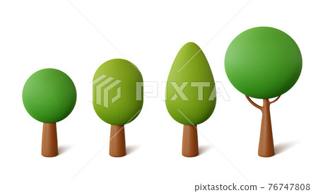 Set abstract Trees isolated on a white background. 3d rendering vector illustration Set abstract Trees isolated on a white background. 3d rendering vector illustration 76747808