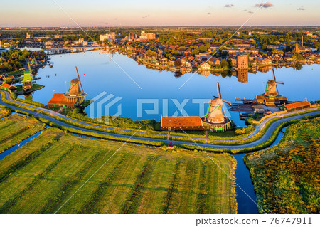 Zaanse Schans windmills, Zaandam, Netherlands 76747911