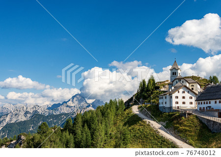 Small Village of Lussari or Monte Santo di Lussari - Julian Alps Italy Small Village of Lussari or Monte Santo di Lussari - Julian Alps Italy 76748012