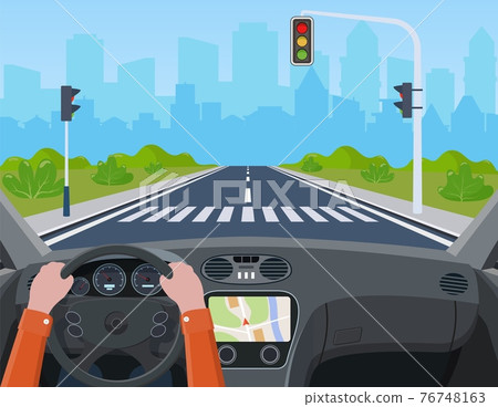 city with traffic lights 76748163