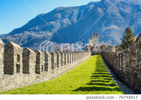 Ramparts of Castelgrande castle in Bellinzona, Switzerland Ramparts of Castelgrande castle in Bellinzona, Switzerland 76748923