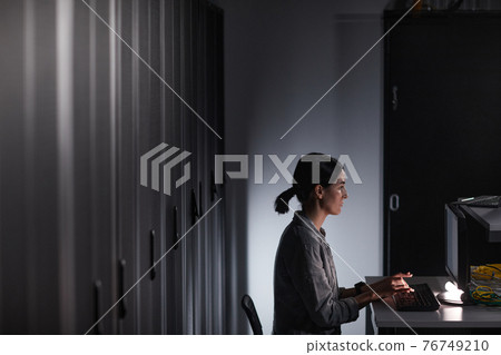 Female Network Engineer Side View Female Network Engineer Side View 76749210