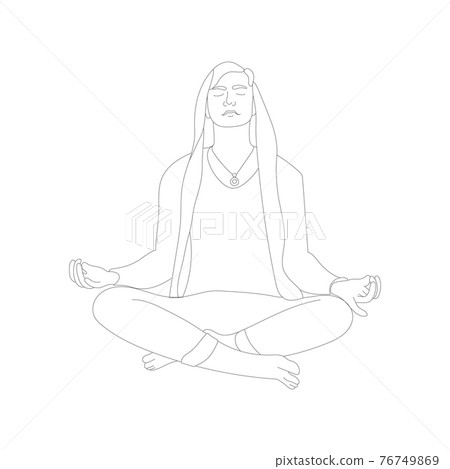 Meditating man line art. Human character vector illustration. 76749869