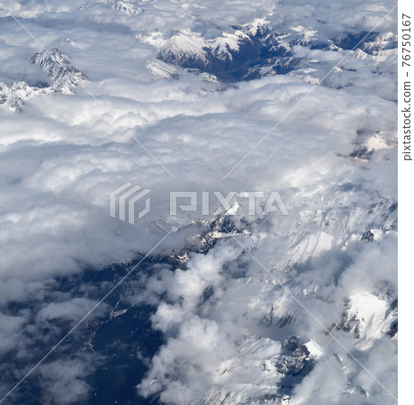 View from plane to Caucasus Mountains in Armenia 76750167