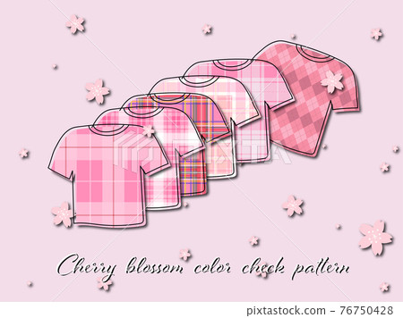 Cherry-colored check T-shirt diagonal single-row layout with background 76750428
