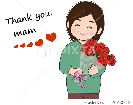 Illustration that conveys gratitude by giving a carnation on Mother's Day 76750790