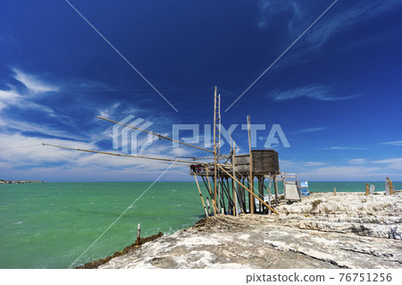 fishing towers near Vieste, NP Gargano, Foggia, Italy 76751256