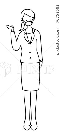 西裝女面具插畫簡單 76752082