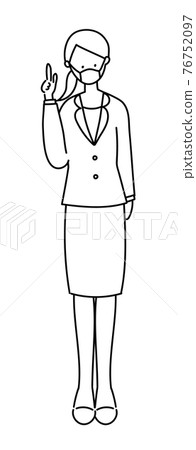 西裝女面具插畫簡單 76752097