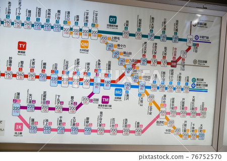 東京Metro地鐵日比谷線中目黑站票價表 東京Metro地鐵日比谷線中目黑站票價表 76752570