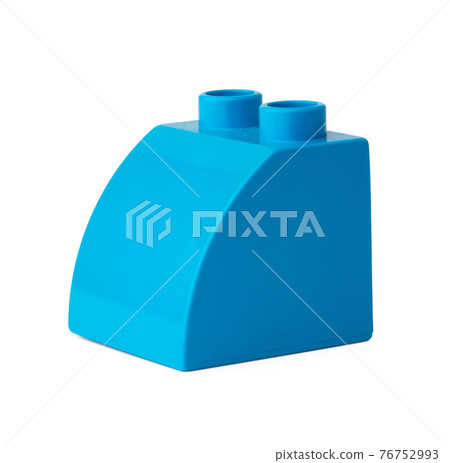 Blue plastic building block isolated on white Blue plastic building block isolated on white 76752993