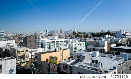 Cityscape in the direction of Shinjuku from the roof of Eifukucho Station, Suginami-ku, Tokyo 76753156