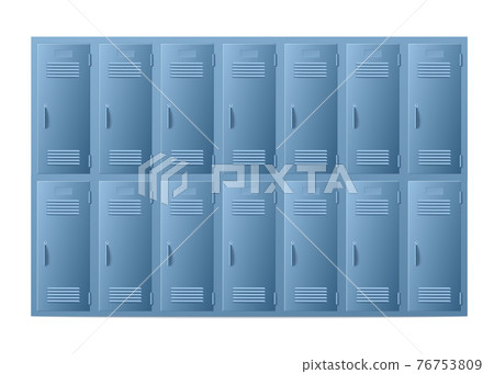 Two rows of school lockers template realistic vector illustration isolated. 76753809