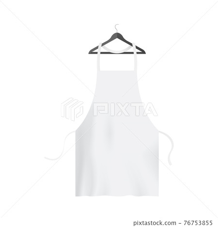 White chef apron, kitchen textile uniform on hanger, clothing for cook 76753855