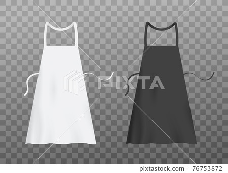 Templates of white and black chef aprons, realistic vector illustration isolated. 76753872
