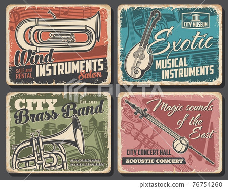 Music instruments and live concert retro posters Music instruments and live concert retro posters 76754260