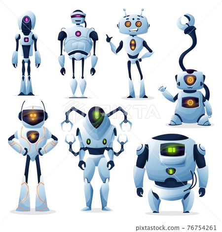 Cartoon robots, cyborgs and android bots 76754261