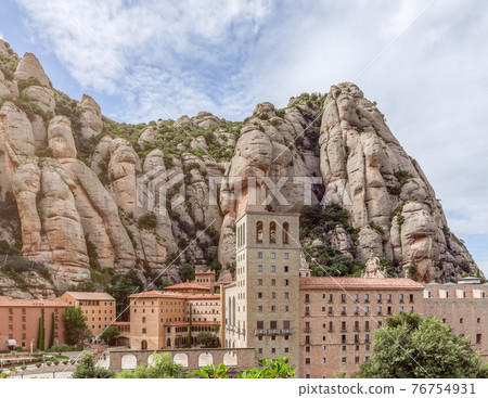 Famous monastery Santa Maria de Montserrat Abbey. Catalonia, Spain 76754931