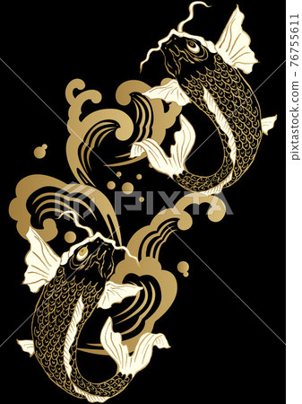 Japanese pattern-Noboru carp figure. Japanese pattern carp. 76755611