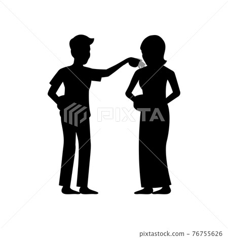 black silhouette design of man and woman playing water in songkran festival black silhouette design of man and woman playing water in songkran festival 76755626