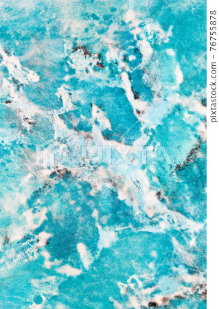 Turquoise marble, beautiful color and texture with various splashes. Polished surface. 76755878