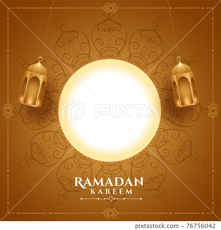 realistic ramadan kareem greeting with text space 76756042
