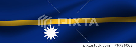 Banner with the flag of Nauru. Fabric texture of the flag of Nauru 76756062