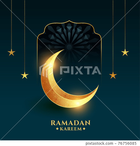 ramadan kareem background with golden crescent... - Stock Illustration ...