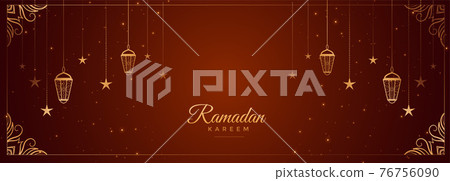 ramadan kareem wishes banner with arabic decoration 76756090