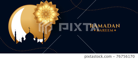 ramadan kareem or eid mubarak holiday banner in golden theme 76756170
