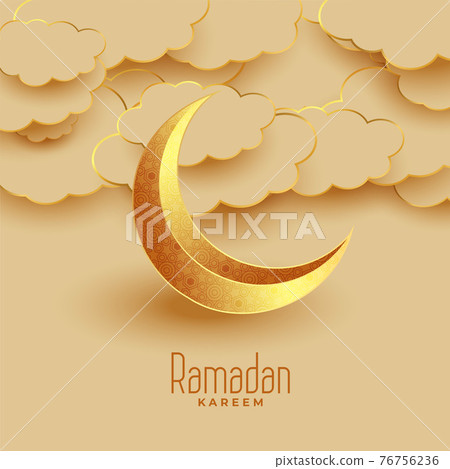 nice eid moon and clouds ramadan kareem greeting 76756236