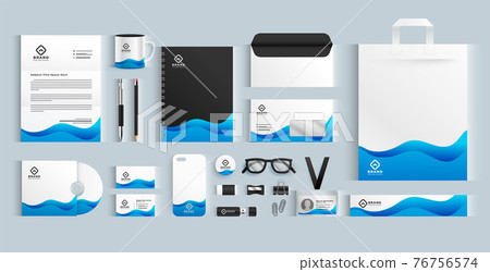 blue wavy business brand stationery design set blue wavy business brand stationery design set 76756574