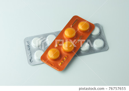 Medication and medicine pills. 76757655