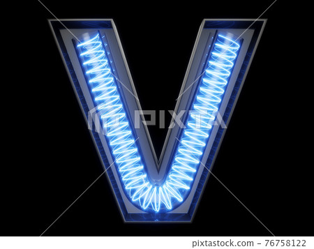 Light bulb alphabet character V font 76758122