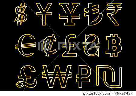 Set symbols of the leading world currencies vector illustration, currencies symbols, 76758457