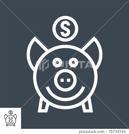 Piggy Bank Thin Line Vector Icon - Stock Illustration [76758585] - PIXTA
