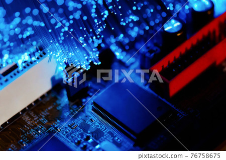 Microchip on the motherboard of the computer Microchip on the motherboard of the computer 76758675