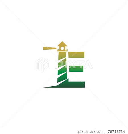 Letter E with lighthouse icon logo design template Letter E with lighthouse icon logo design template 76758734