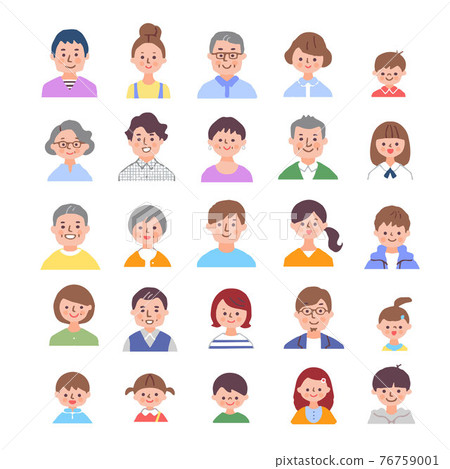 不同年齡段的人臉集 76759001