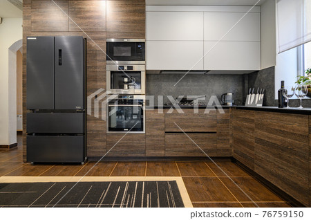 Modern luxury large dark brown, gray and black kitchen details Modern luxury large dark brown, gray and black kitchen details 76759150