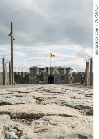 Belgium, Breendonk, entrance to the fort seen from the ground 76759417
