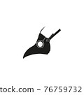Silhouette of scary crow mask on white background. The Plague Outbreak. 76759732