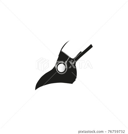 Silhouette of scary crow mask on white background. The Plague Outbreak. 76759732