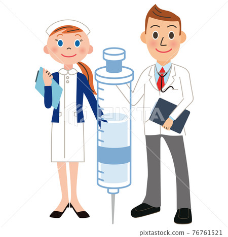 Doctor, nurse, vaccine, syringe, inoculation Doctor, nurse, vaccine, syringe, inoculation 76761521