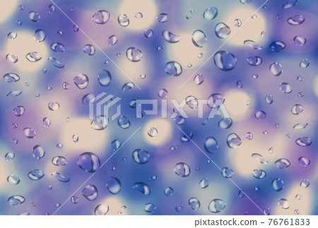 Window glass with water drops and blurred scenery (hydrangea image) Window glass with water drops and blurred scenery (hydrangea image) 76761833
