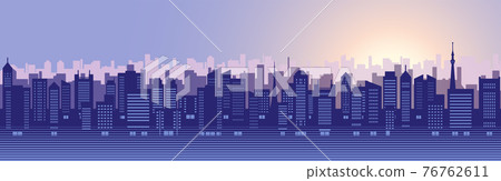 城市景觀與建築物的插圖（黎明） 76762611