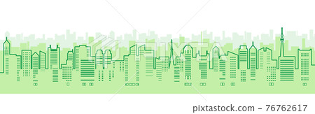 城市景觀與建築物的插圖(線描) 城市景觀與建築物的插圖(線描) 76762617