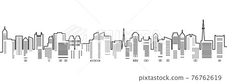 城市景觀與建築物的插圖(線描) 城市景觀與建築物的插圖(線描) 76762619