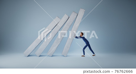 Businessman help pushing bar graph Businessman help pushing bar graph 76762666